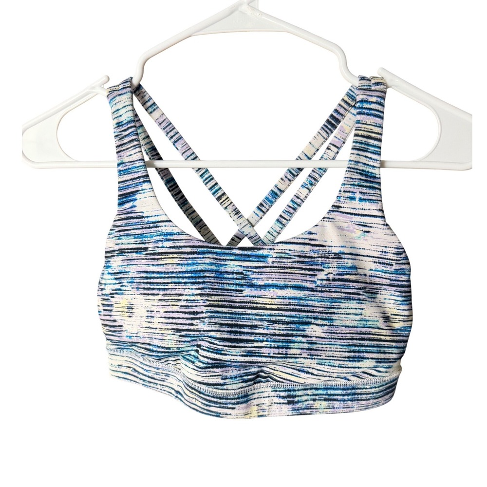 Lululemon Energy Bra Strappy Sports Bra Space Dye Blue Purple Size 6